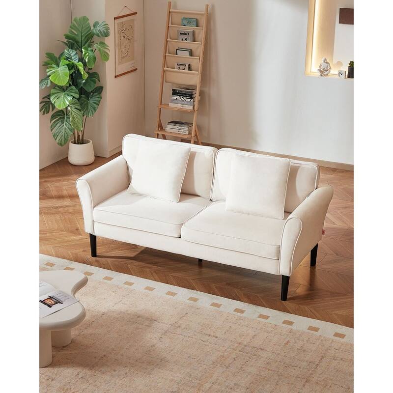 Two-Seater Velvet Loveseat Sofa with Soft High-Density Cushions for Living Room or Hallway - 69.3” x 29.5” x 31.5”
