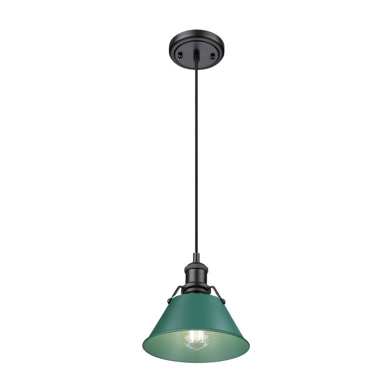 Yep by Golden Lighting Orwell 1-light 8in Pendant in Matte Black and Pine Green shade - Small Pendant - 7"
