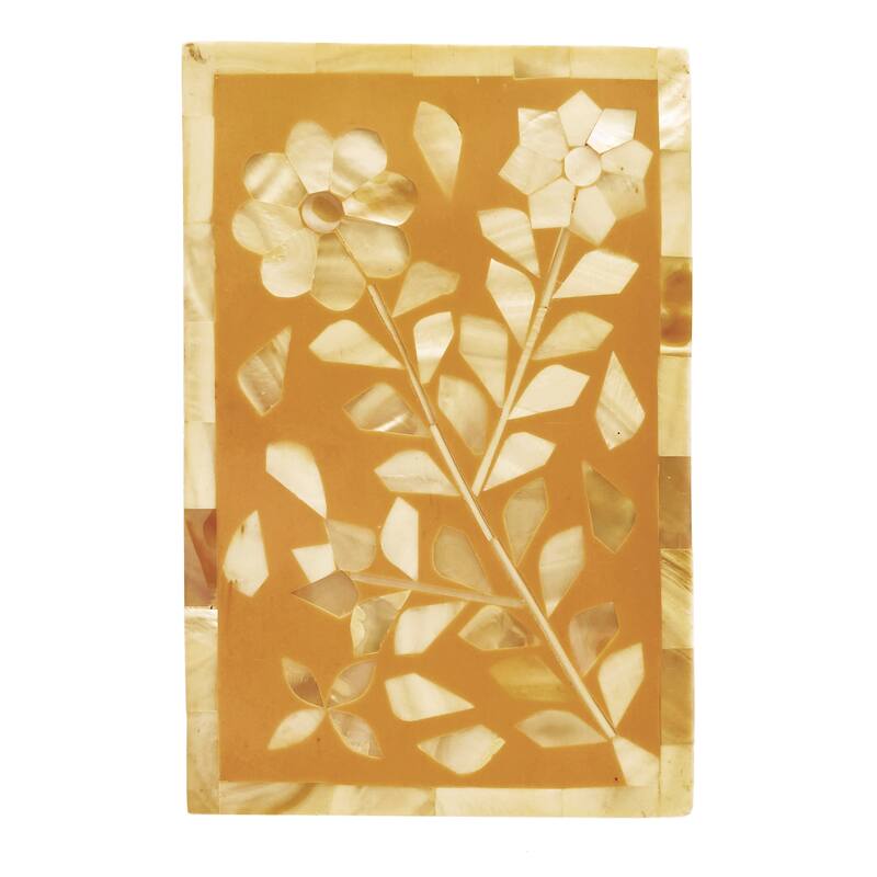 Mother of Pearl and Reclaimed Wood Box with Floral Design - 6.0"L x 4.0"W x 3.0"H - Multi - 6.0"L x 4.0"W x 3.0"H