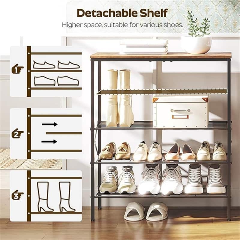 5-Tier Shoe Storage - 10.8"D x 27.8"W x 32.7"H