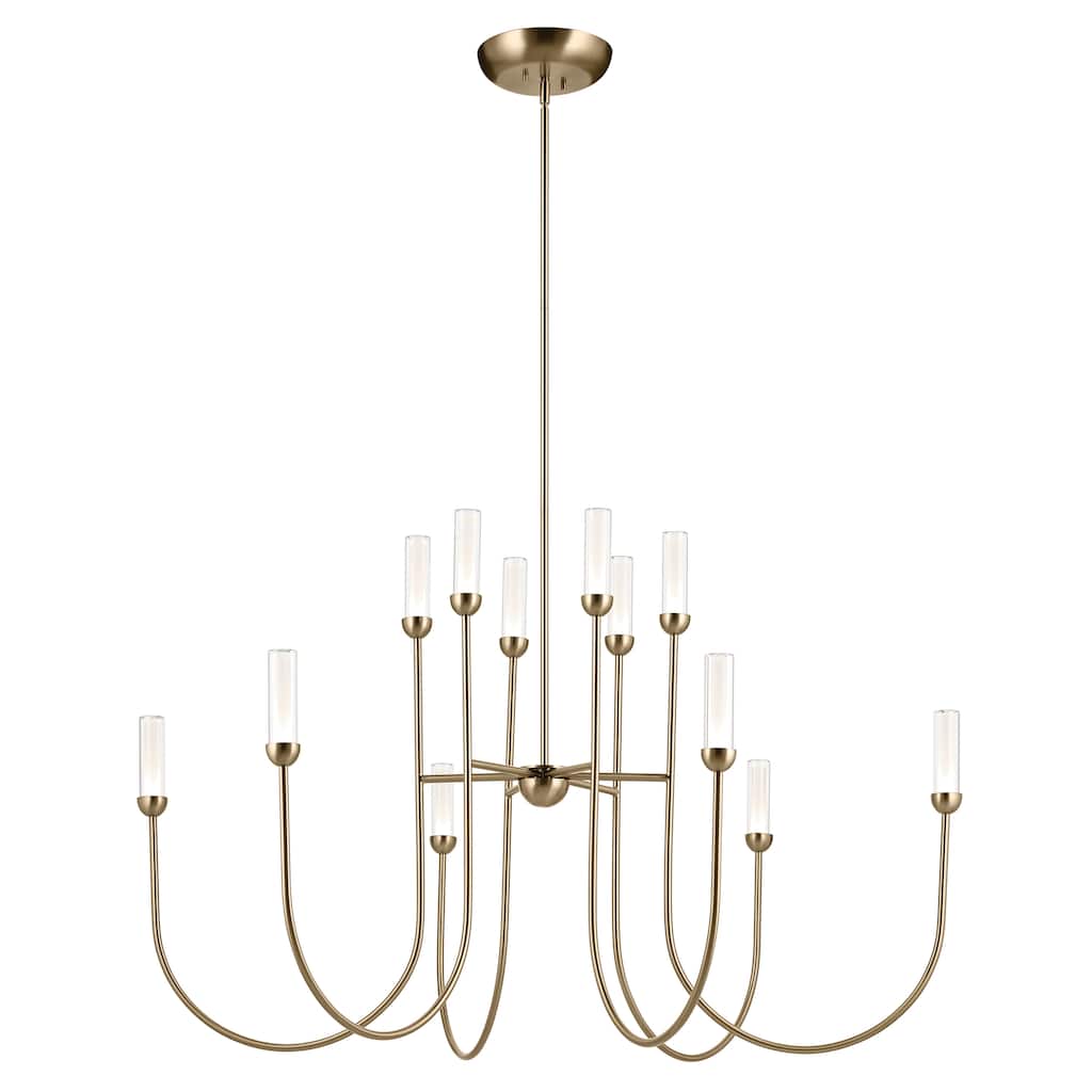 Moraine 50 Inch LED 12 Light 2-Tier Chandelier in Champagne Bronze
