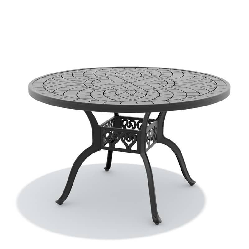 47.24 inch Black Round Cast Aluminum Patio Table with Retro Design