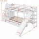 preview thumbnail 4 of 50, Twin-Over-Twin Castle Style Bunk Bed with 2 Drawers 3 Shelves and Slide