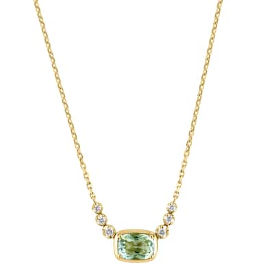 EFFY 14K Gold Diamond Green Amethyst Necklace