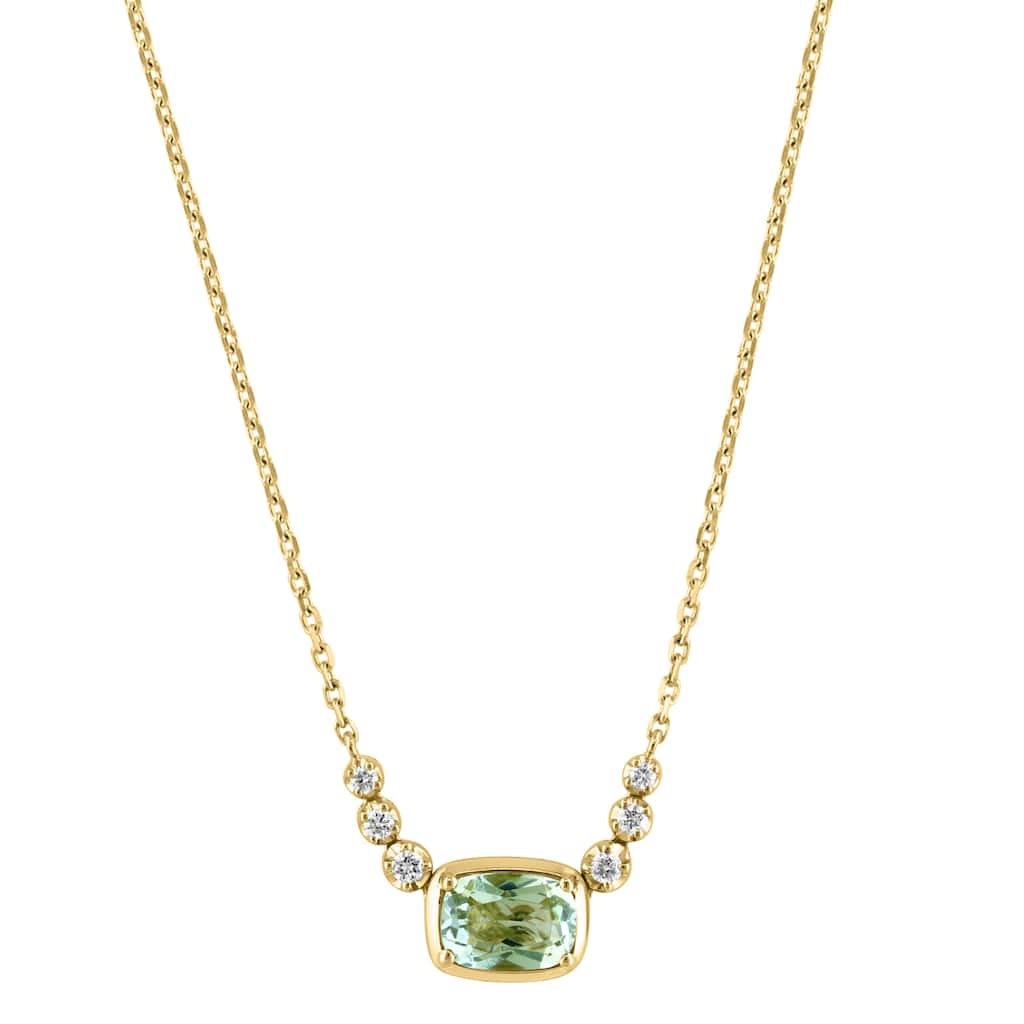EFFY 14K Gold Diamond Green Amethyst Necklace