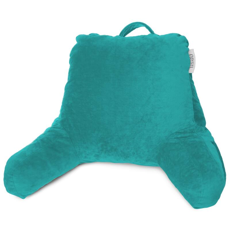 Empyrean Backrest Reading Pillow with Arms - Shredded Memory Foam Back Support Bed Rest Pillow - Petite - Teal Blue