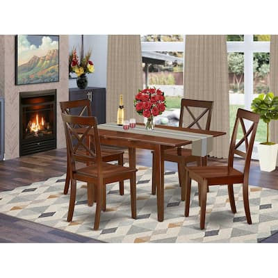 Vintage Dining Table Set 5Pc Rectangle 48-60 Inch Table w/ Butterfly Leaf & 4 Kitchen Chairs