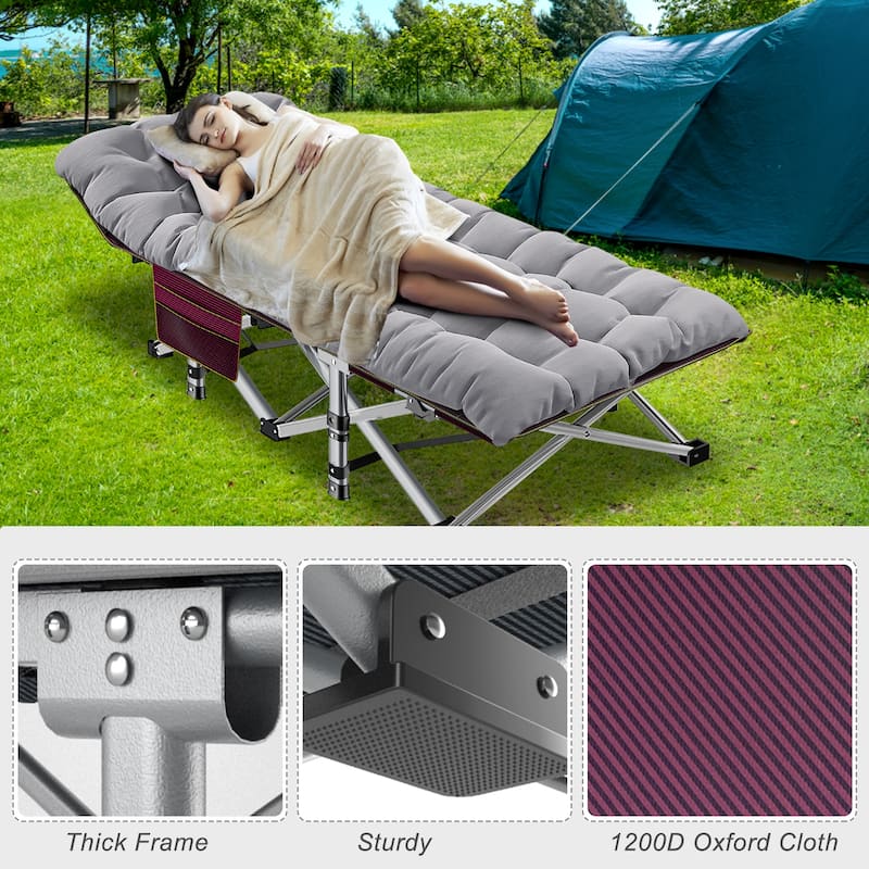 DoCred Portable Folding camping Bed with Mattress, Guest Cot Bed，2PCS - 75"