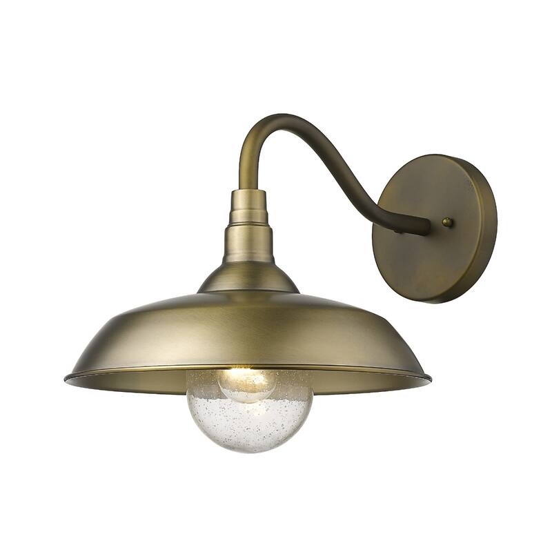1-Light Outdoor Flush Mount Wall Light with Clear Seedy Glass Shade and Steel Fixture Garden Lighting
