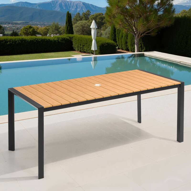VredHom Premium Outdoor Patio Aluminum Dining Table with Umbrella Hole