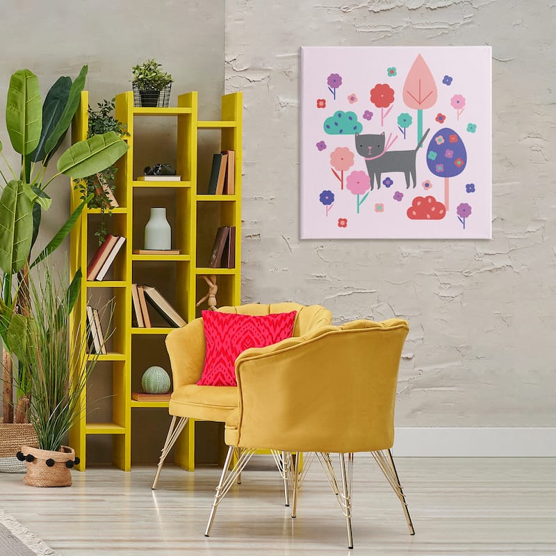 Stupell Pastel Whimsical Cat & Trees Canvas Wall Art Design By Sazerelli Designs