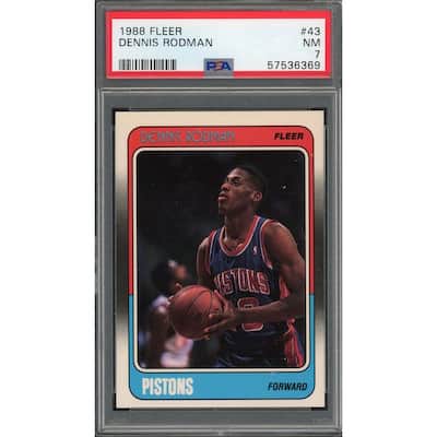 Dennis Rodman 1988 Fleer Basketball Rookie Card RC #43 Graded PSA 7 - 8'6" x 11'6"