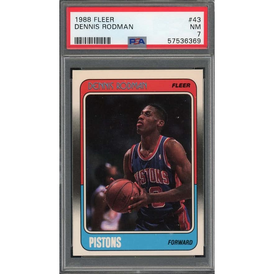 Dennis Rodman 1988 Fleer Basketball Rookie Card RC #43 Graded PSA 7 - 8'6" x 11'6"