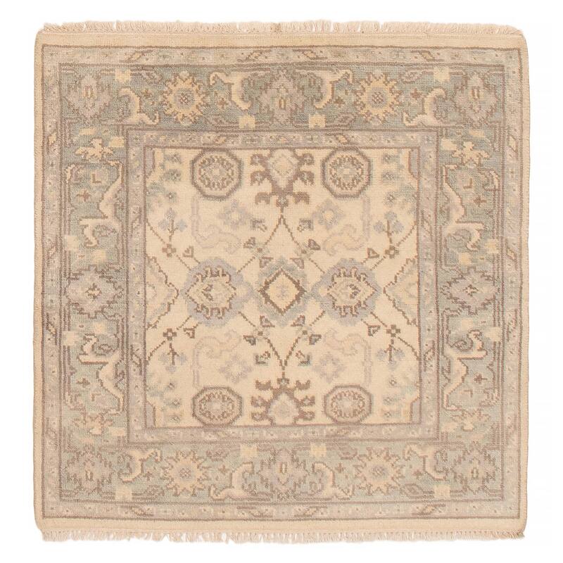 ECARPETGALLERY Hand-knotted Royal Oushak Ivory Wool Rug - 4'1 x 4'0 - Ivory - 4'1 x 4'0