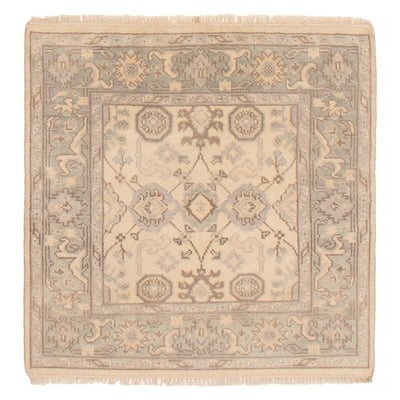 ECARPETGALLERY Hand-knotted Royal Oushak Ivory Wool Rug - 4'1 x 4'0
