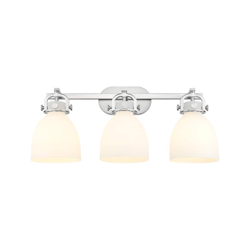 Innovations Lighting 410-3W-12-27 Newton Bell Vanity Newton Bell 3 - Satin Nickel / Matte White