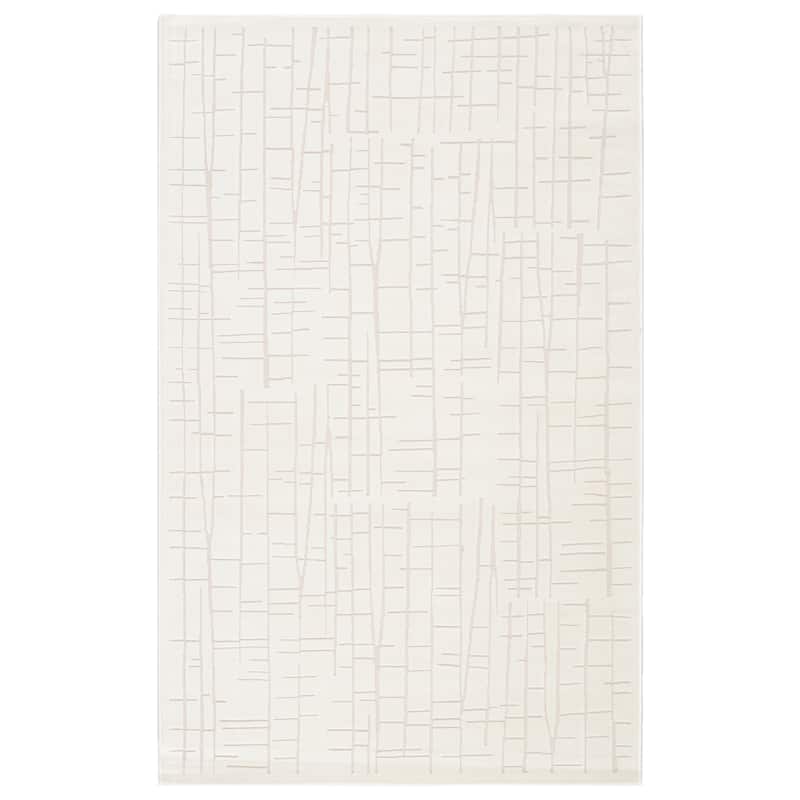 Eline Abstract Stripe Area Rug - 5' x 7' 6" - White/Cream - Rectangle