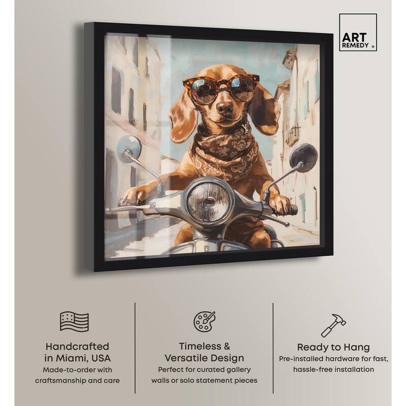 Doxxie on a Scooter Drive Shadowbox by Art Remedy