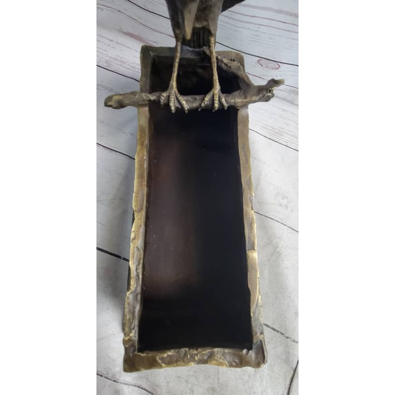 Handmade Bronze Metal Bird Bath Planter Flowerbox Sculpture Original Art