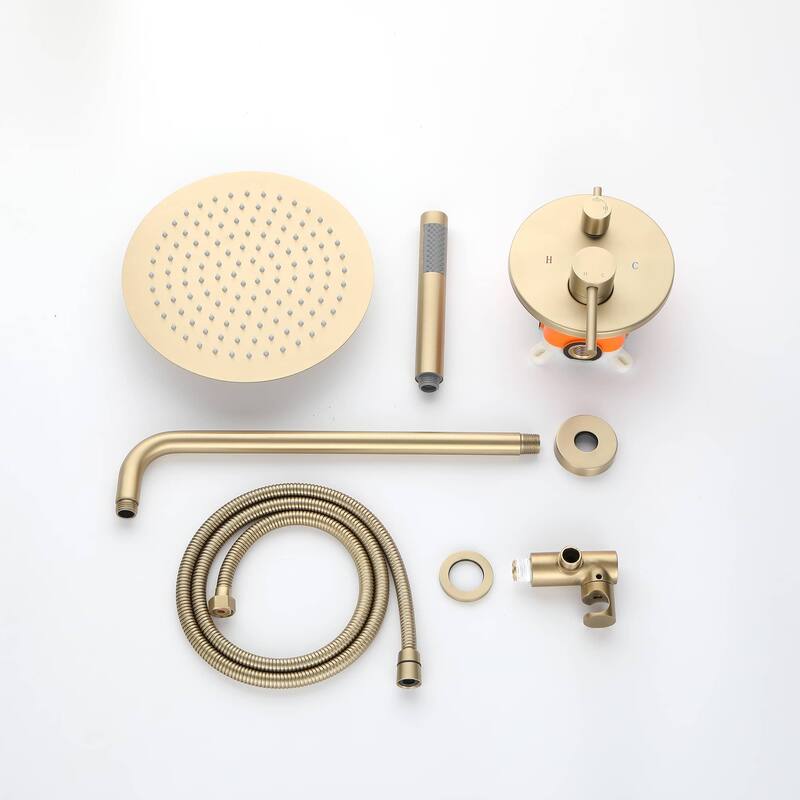 Wall Mounted Shower Faucet With Handheld Sprayer 10 Inch Shower Head Combo Set Modern Rainfall Shower System With Hand Shower