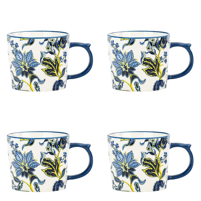 10 Strawberry Street Madison Flora Mugs, Set of 4