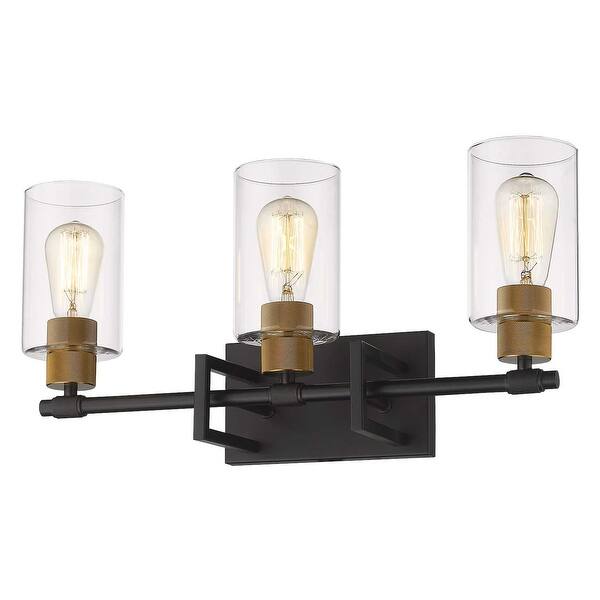 3 Light Vanity Wall Light Vanity Light Fixture Black And Antique Gold Finish With Clear Glass Shade Black Antique Gold Overstock 32075803 Shop for black vanities in bedroom vanities. overstock com