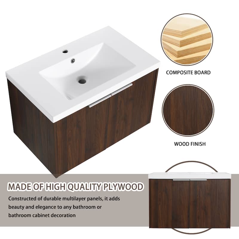 Bathroom Vanity With Sink In 24/30/36 Inch, Floating Bathroom Vanity With Soft Close Door