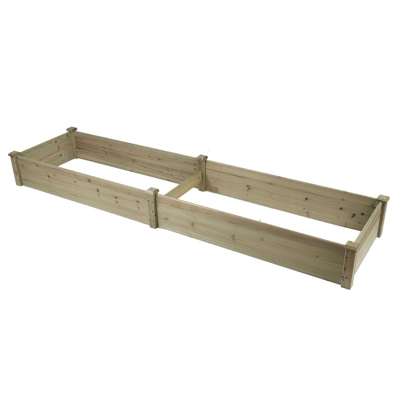 Natural Wood Outdoor Vegetable Flower Raised Garden Bed Planter - 8' x 2'