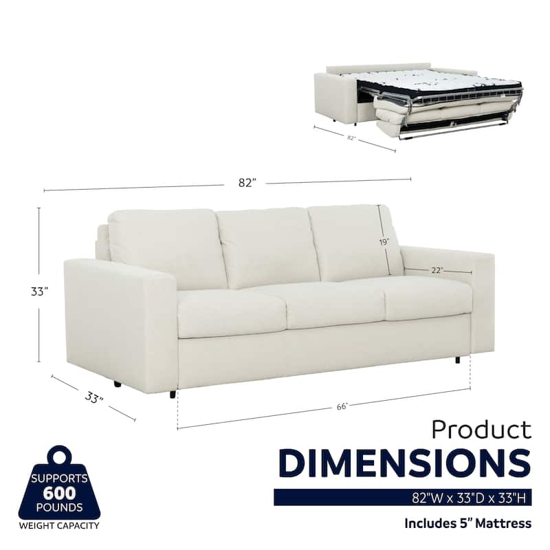 Stearns & Foster® Paolo 82 in. Queen Pull-Out Sofa Bed with 5 in. Memory Foam Mattress