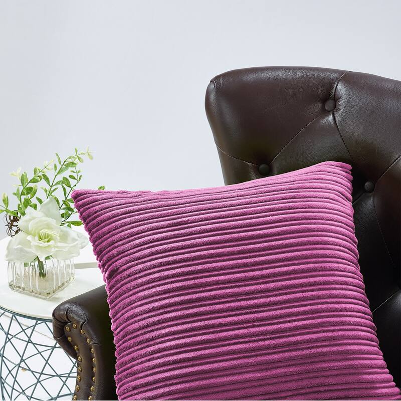 Ribbed Flanned 4 Pieces Pillow Shell Set, NO INSERT