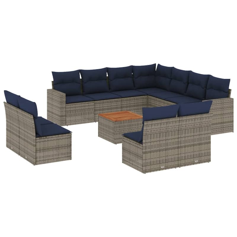 vidaXL Patio Sofa Set with Cushions Outdoor Furniture 12 Piece Poly Rattan - 25.8x 24.4x 27.2