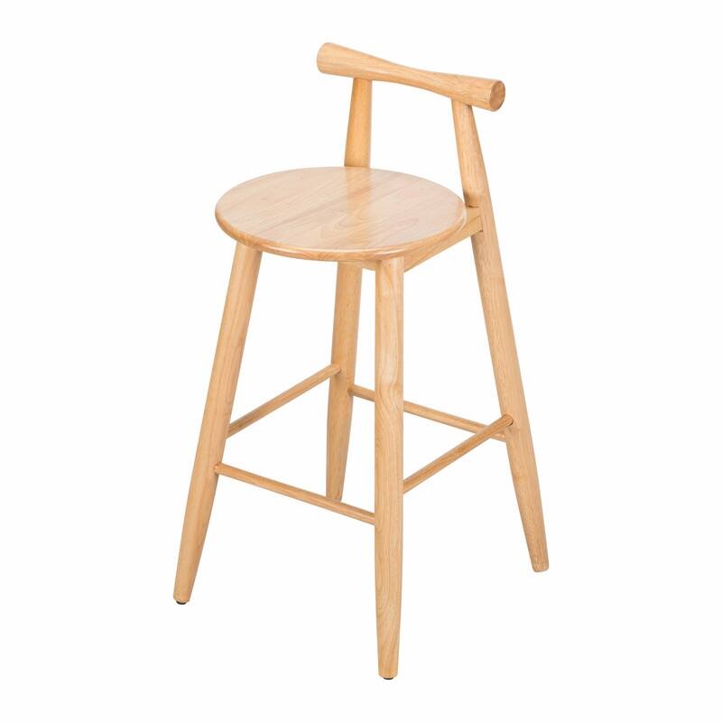 Set of 2 Indoor Rubberwood Barstools, Natural Finish