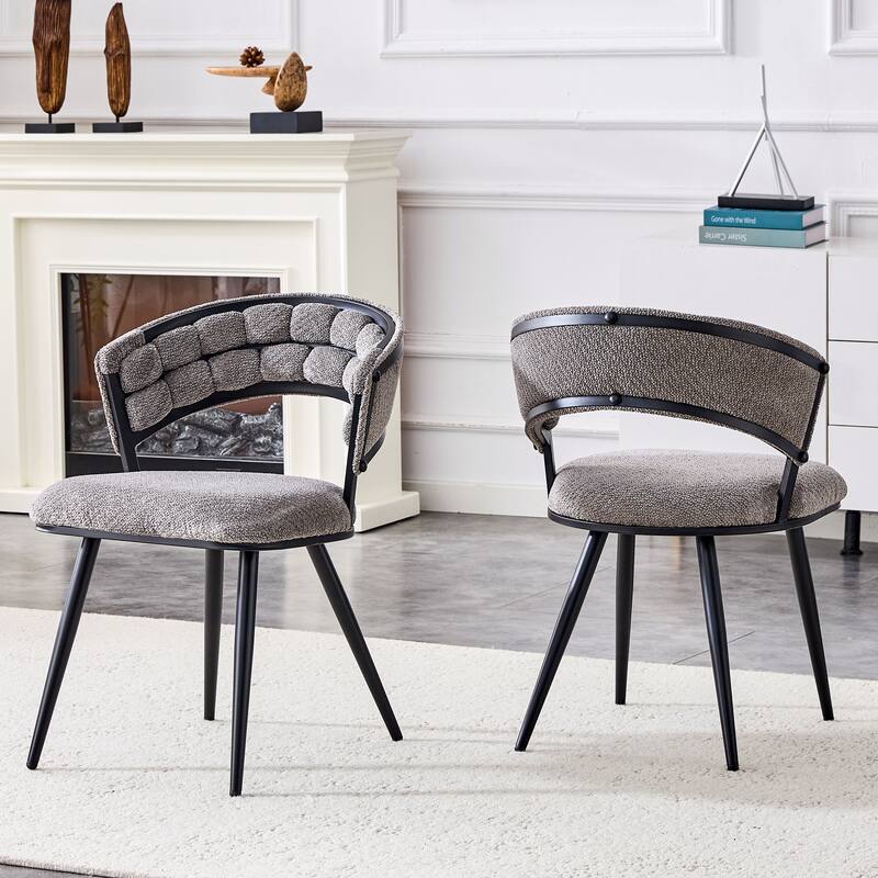 Velvet Upholstered Dining Chairs Set of 2, Accent Chair with Tufted Backrest, Kitchen Side Chairs with Metal Legs