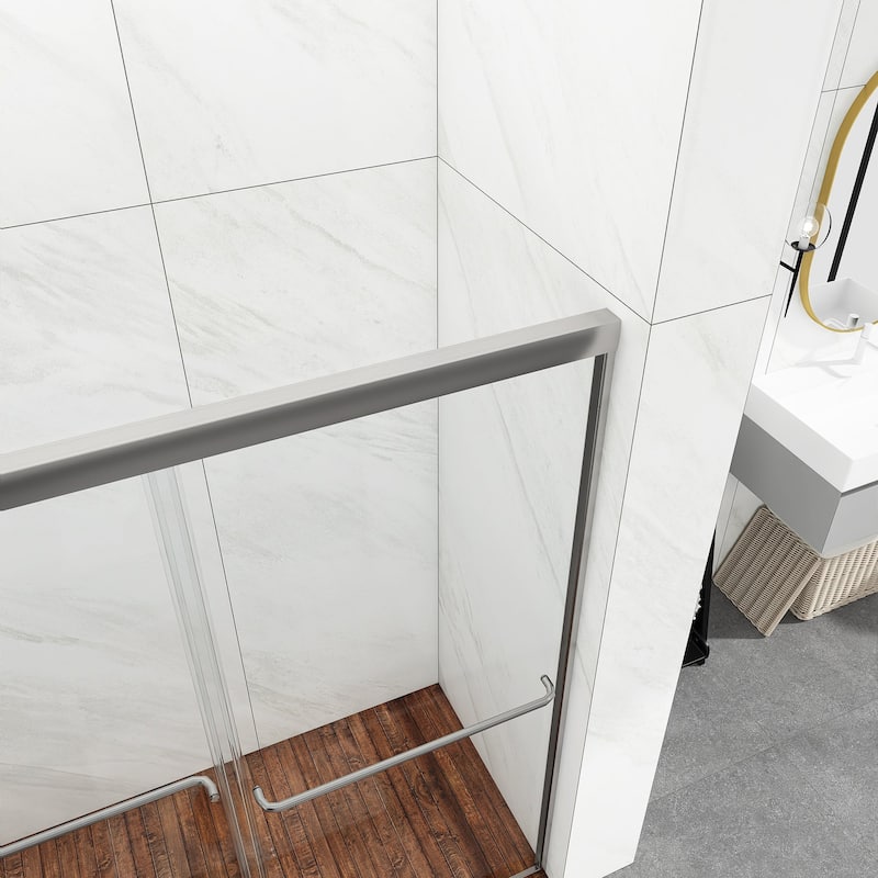 48/54/60 Inch Double Sliding Framed Shower Door with Clear Tempered Glass