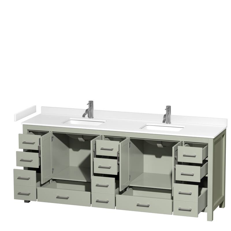 Sheffield Double Bathroom Vanity Set, Cultured Top, No Mirror