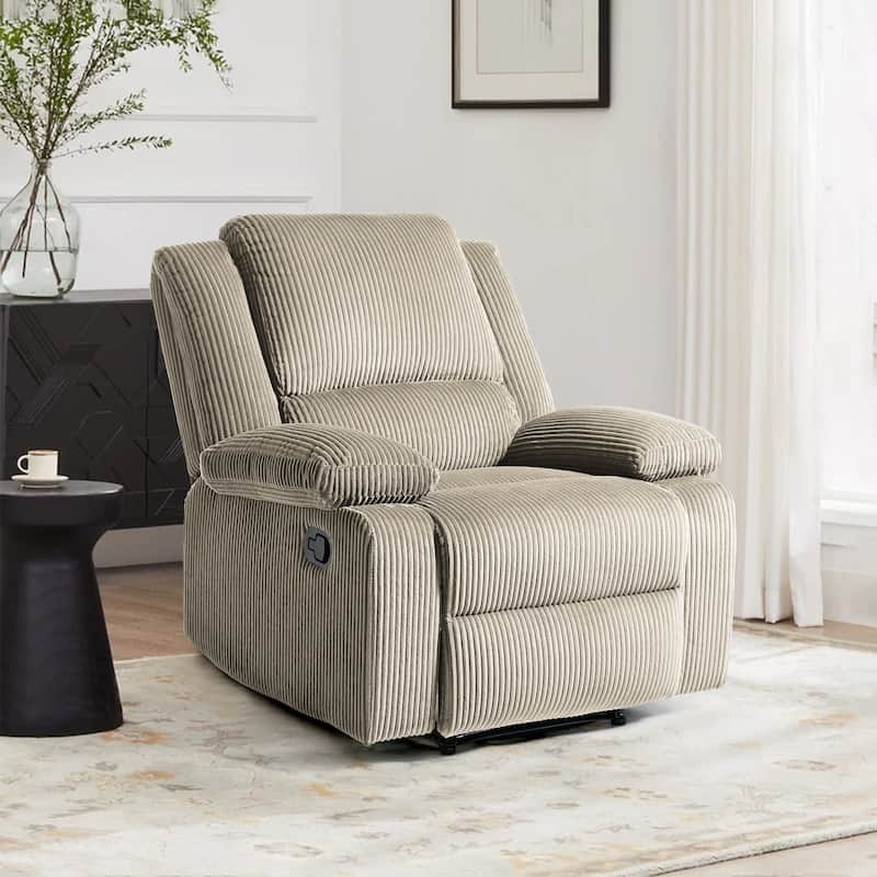 Corduroy Adjustable Recliner Chair Sofa for Living Room - Oatmeal/1-Piece