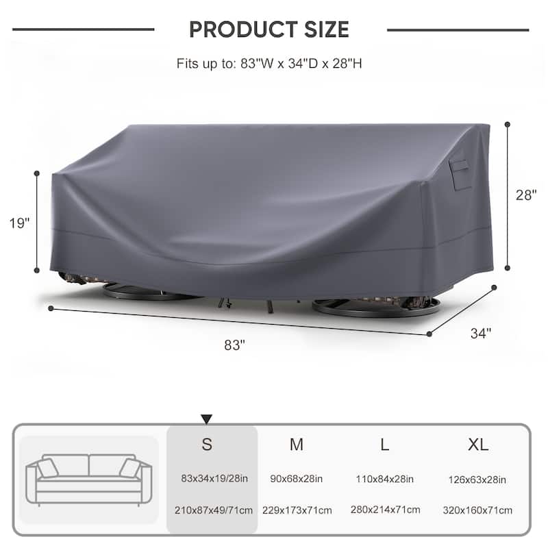 Meyreso 82.7 in. L x 34.3 in. W x 28 in. H (Back)/19.3 in. H (Front) Outdoor Patio Furniture Cover