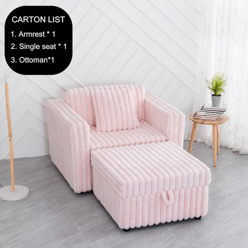 44.9"Soft Modular Sofa Single - Very Comfortable & Stylish. Matches 30.7" Ottoman with Hydraulic Lift. Ideal for Bedroo