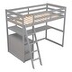 preview thumbnail 8 of 10, Stylish Loft Gray Twin Bed with Slanted Ladder, Desk Shelves, 2 Drawer