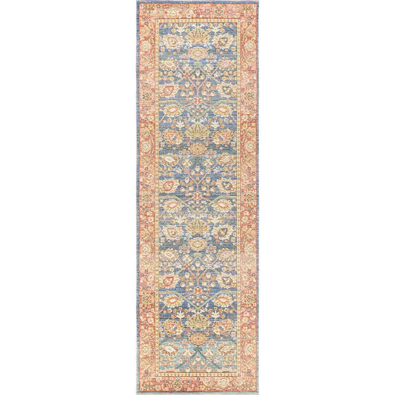 JONATHAN Y Khilana Modern Faded Peshawar Area Rug - 2 X 8 - Plum/Terracotta