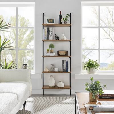 Danya B. Everett 5-Tier Open Display Stand Wall Mount Modern Metal Frame Ladder Shelf