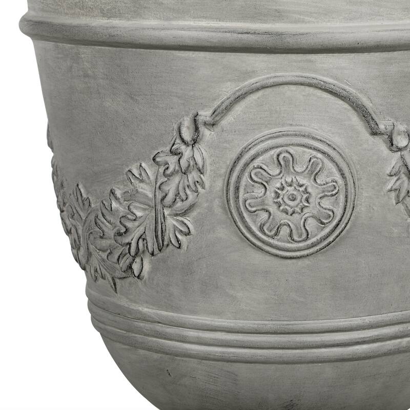 Christopher Knight Home - Jinni Classical 18.11"H Outdoor Pedestal Urn Planter with Garland-Carved Design