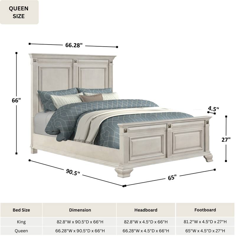 Roundhill Furniture Renova Distressed Parchment Wood Bedroom Set