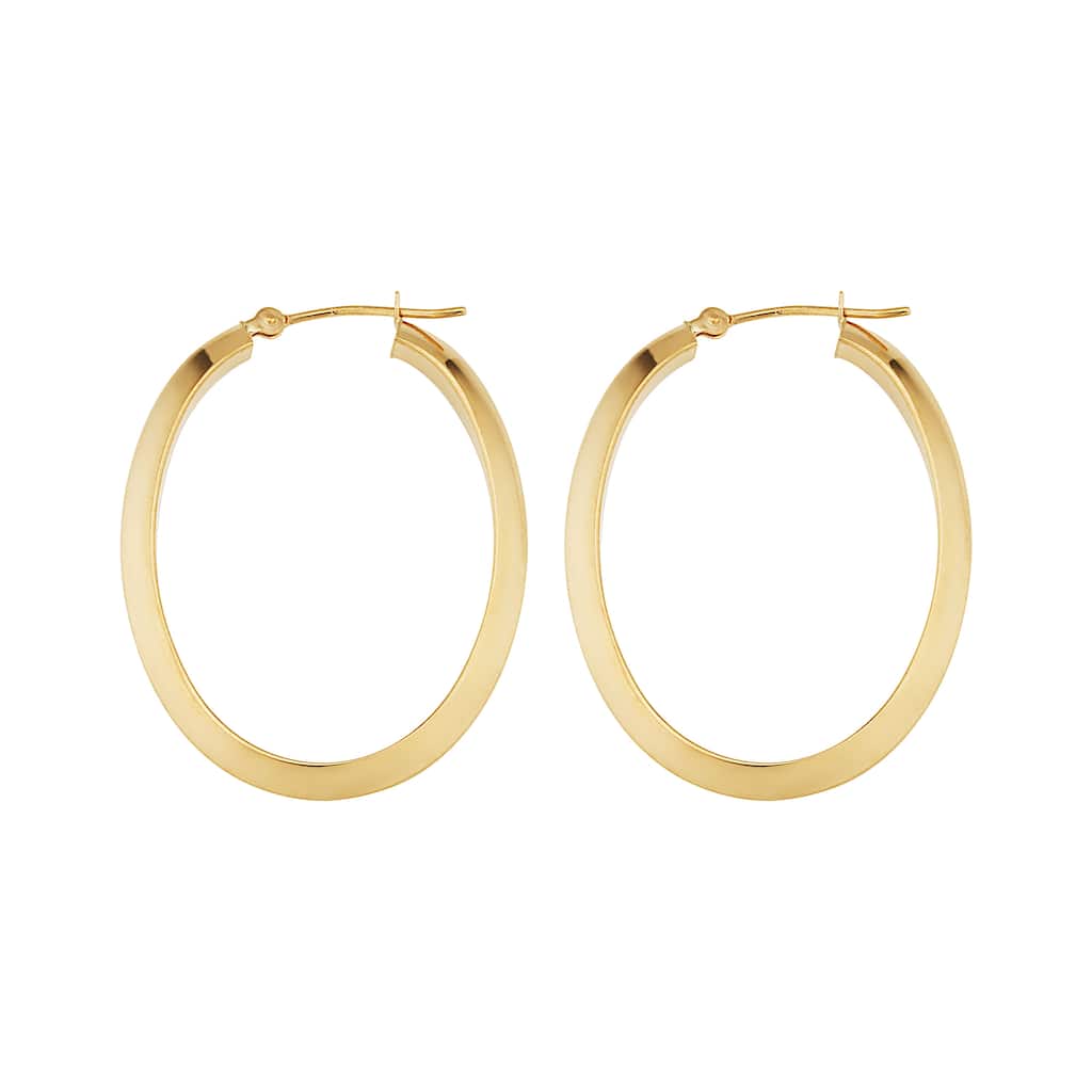 10k Yellow Gold 2.5x30mm Knife Edge Oval Hoop Earrings