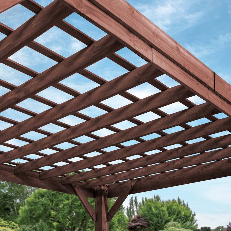 Backyard Discovery Brockton 14x10' Cedar Wood Pergola Kit w/ PowerPort