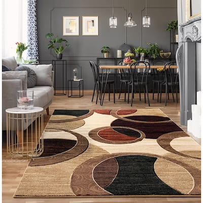 Orelsi Collection Abstract Geometric Circles Area Rug