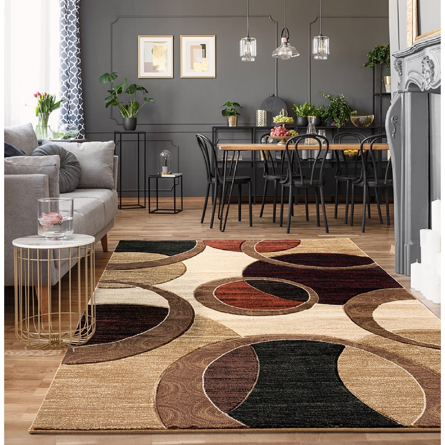 MDA Rugs Orelsi Collection Abstract Geometric Circles Area Rug