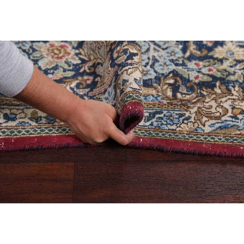 Antique Vegetable Dye Floral Kerman Persian Wool Area Rug Hand-knotted - 11'0" x 14'5"
