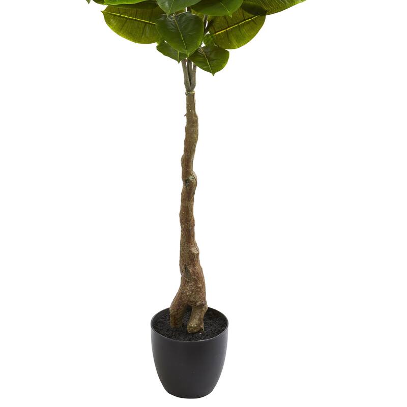 Artificial Rubber Tree - 65In Real Touch Indoor Plant Décor - Green - 61 Inches and Over