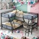 preview thumbnail 1 of 7, Modern Twin Over Full Bunk Bed With A Twin Size Loft Bed Attached,With A Desk for Bedroom Black